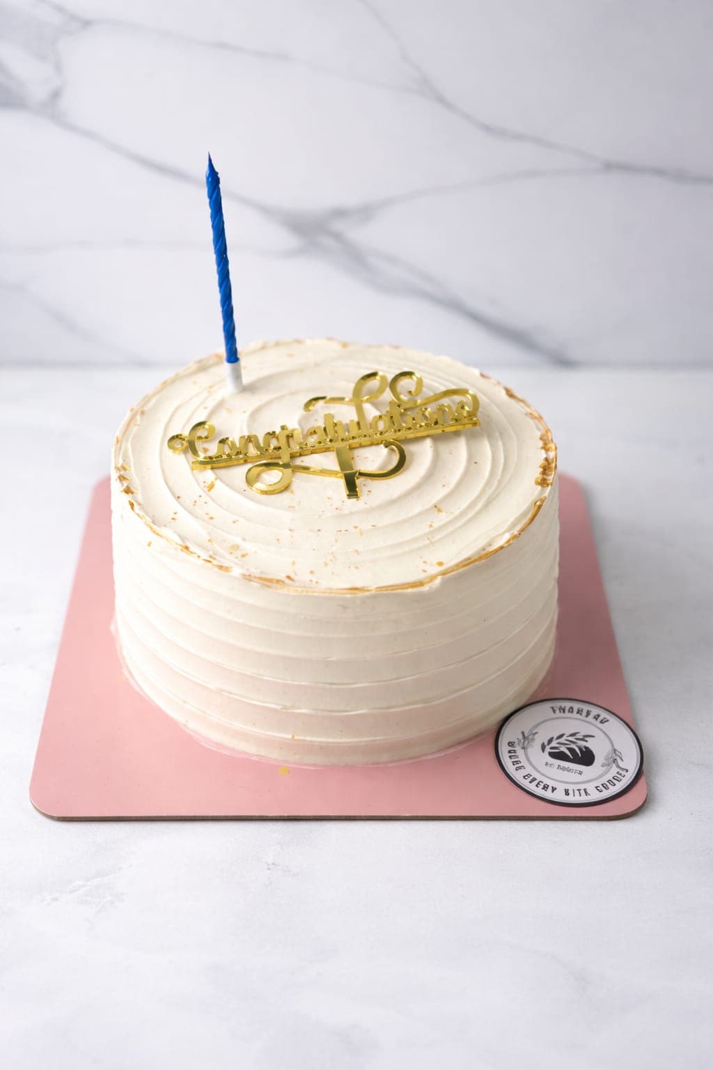 Congratulations, piped in gold